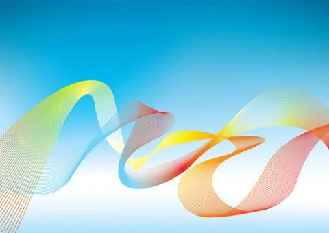 Rainbow presentation background Blue background with flowing rainbow waves... Stockfoto's