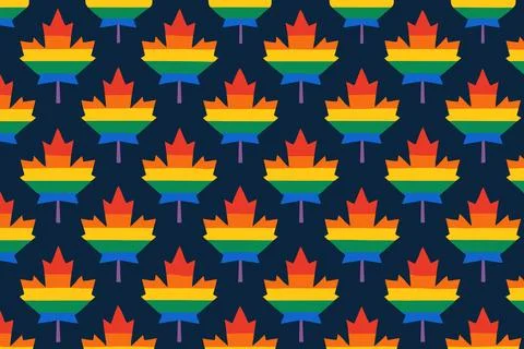 Rainbow Pride Canadian Maple Leaf Pattern Background イラスト素材