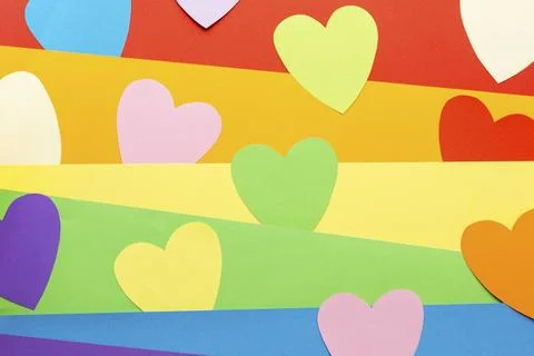 Rainbow pride flag heart post it notes イラスト素材