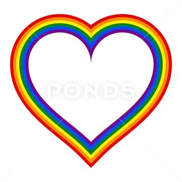 Rainbow Pride Flag LGBT Movement in Heart Shape: Graphic #80434661
