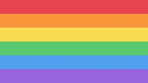 Rainbow pride flag with six horizontal stripes on plain background Stock Illustration