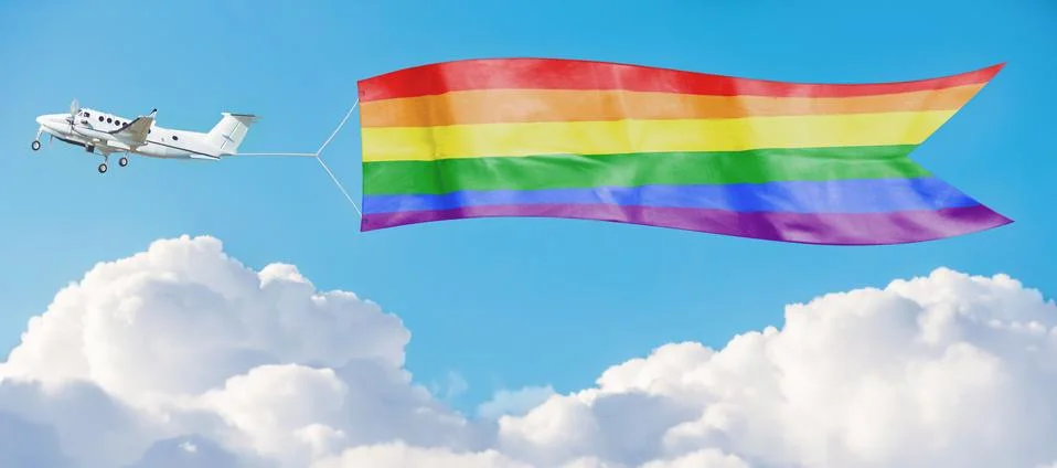 Rainbow pride flag in the sky Stock Photos
