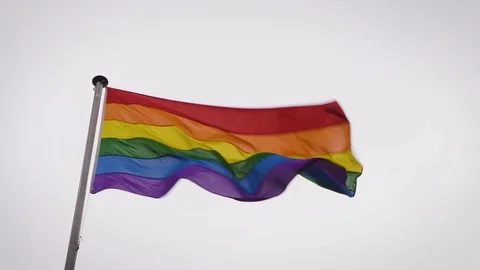 Rainbow Pride flag in the wind Video stock 124659068