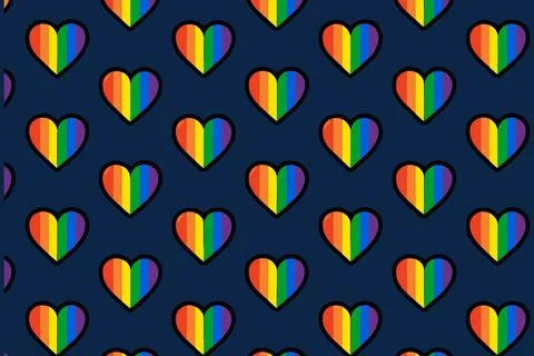Rainbow Pride Hearts Seamless Pattern Background Ilustración de archivo
