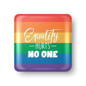 Rainbow Pride Square Button. Equality Hurts No One Badge. LGBTQ Symbol Stock-Illustration