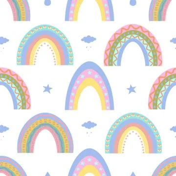 Rainbow print. Boho style. Seamless vector pattern. Stock Illustration