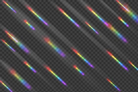 Rainbow prism rainbow light. Sun rays overlay effect. Stock Illustration