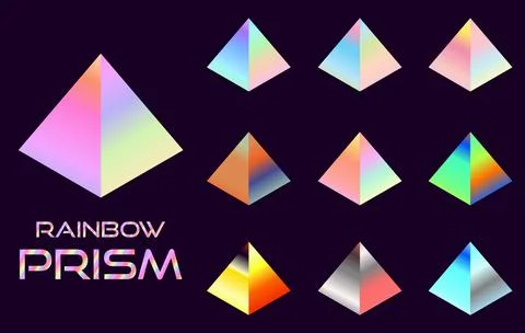 Rainbow Prism Set Vector Illustration Stock Illustration