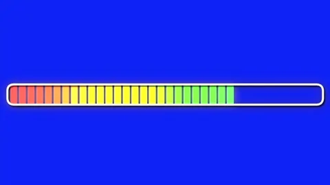 Rainbow progress bar animation with colorful spectrum loading on blue screen 스톡 동영상 330850314