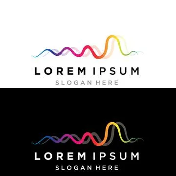 Rainbow pulse line sound wave  logo vector icon design Stock Illustration