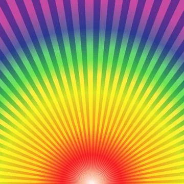 Rainbow radial rays bottom up abstract background Stock Illustration