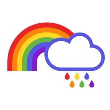 Rainbow rain and cloud icon Illustrazione stock