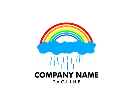 Rainbow with Rain Logo design vector template Stock Illustration