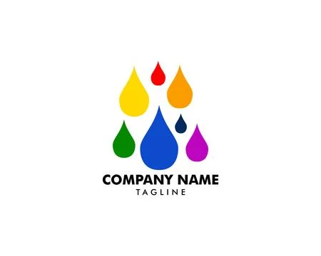 Rainbow with rain logo template vector icon illustration design Stock Illustration