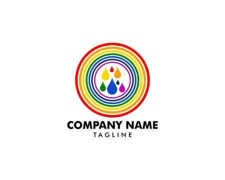 Rainbow with rain logo template vector icon illustration design Stock Illustration