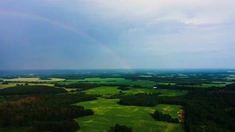 Rainbow in rainy weather. Sadness with a ray of happiness. Stock Footage 201786715