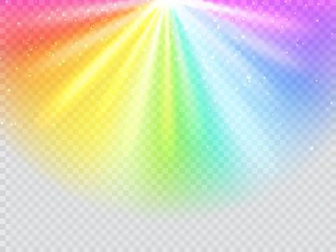 Rainbow rays or beams on transparent background Stock Illustration