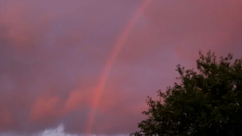 Rainbow in the red sky. Selective focus. Stock Footage 218309687