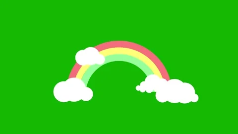 Rainbow red yellow green animated rainbow cloudy green screen 4k looping crom Stock Footage 306812212