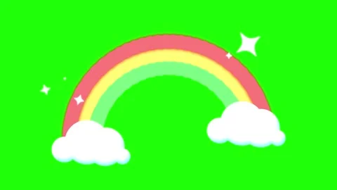 Rainbow red yellow green rainbow cartoon animation green screen video 4k an.. Stock Footage 257236395