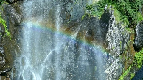 Rainbow reflected in waterfall , Carpathian mountains of Romania. Vídeos de archivo 286226089