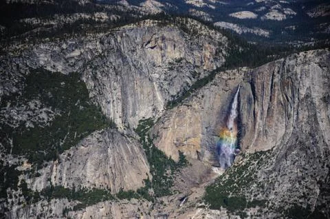 Rainbow reflected in Yosemite Falls Stock Photos