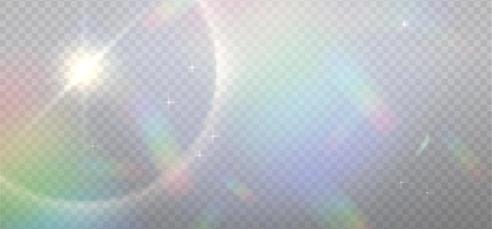 Rainbow reflection light prism effect on light background. Hologram glass Stock Illustration