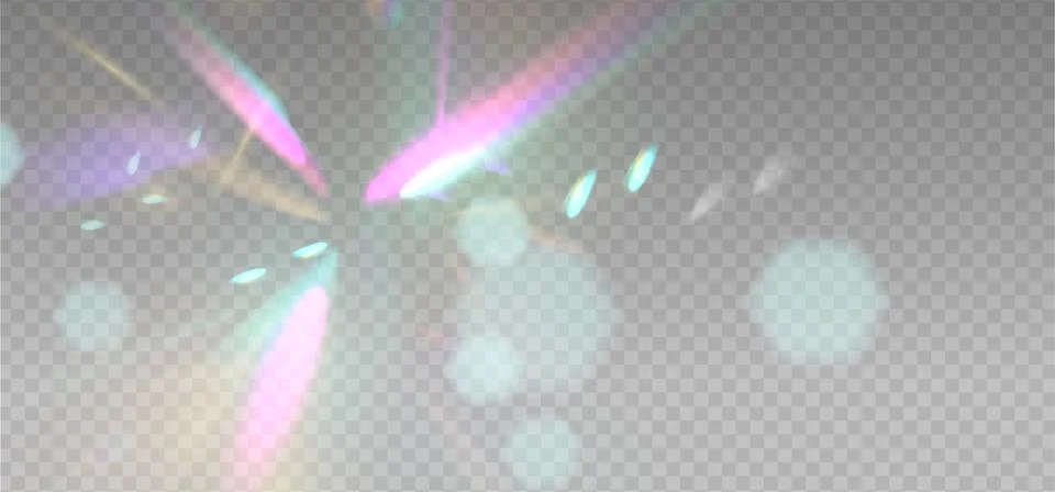 Rainbow reflection light prism effect with blue blur sparks on light background Stock Illustration