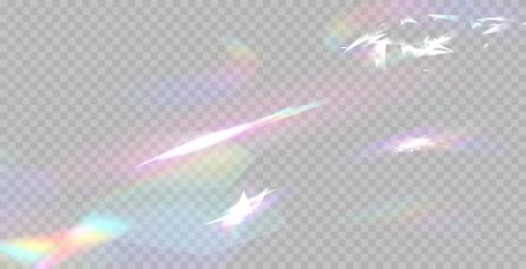 Rainbow reflection light prism effect on light gray background. Stock Illustration