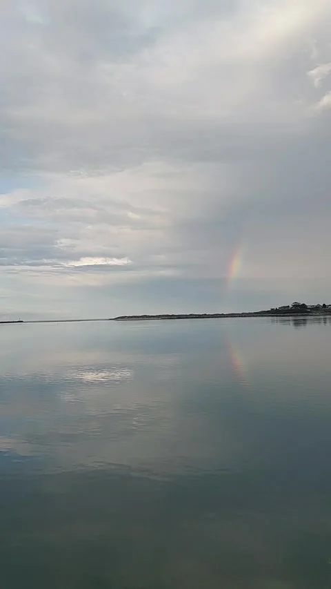 Rainbow Reflection on Water Lake Surface Landscape at Sunset 動画素材 342569868