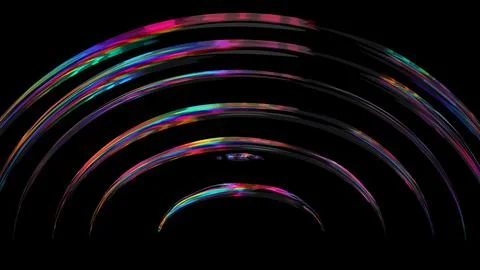 Rainbow refracted glass arch hoop black abstract background Stock Illustration