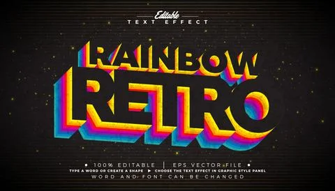 Rainbow Retro Editable Text Effect Graphic Style with Colorful Vintage Typo.. Stock Illustration
