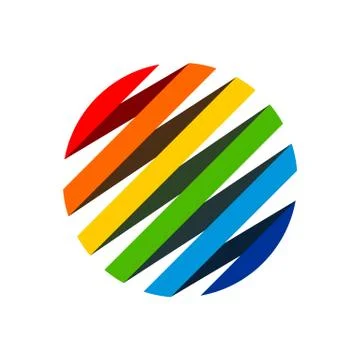 Rainbow Ribbon Circular Shape Symbol Logo Design Stock Illustration