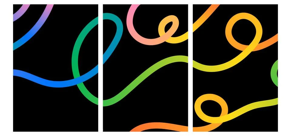 Rainbow ribbon gradient background. Abstract wavy line shapes and spiral do.. Stock Illustration