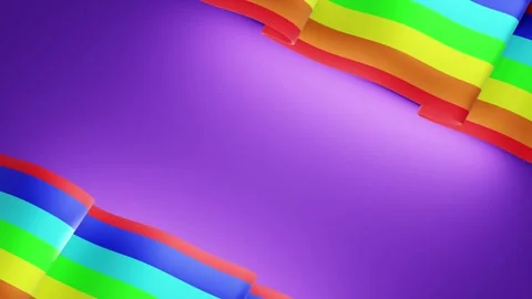 Rainbow Ribbon on Purple Background Stock Footage 274053138