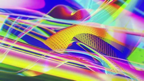 Rainbow Ribbon Waves Psychedelic Abstract VJ Background Loop Stock Footage 333291005