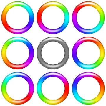 Rainbow ring, set Stock Illustration