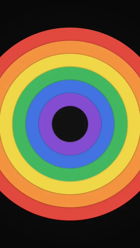 Rainbow rings expand and contract against a black background Stock Footage 329306143