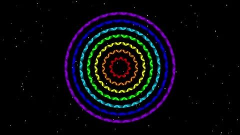 Rainbow rings spinning against dark starry background. Stock Footage 342524903