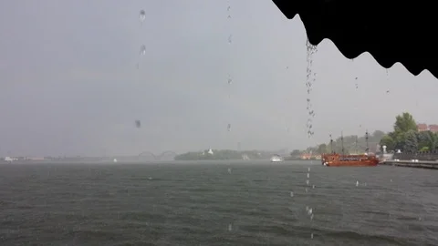 Rainbow on the river after the rain Stock Footage 125298574