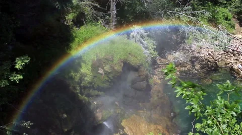 Rainbow river gorges creating water vapor Stock Footage 41792178