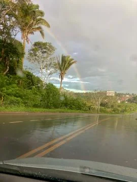 Rainbow on the road Fotos de archivo