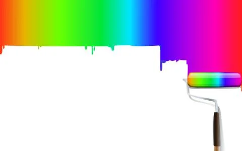 Rainbow roller paintbrush wallpaper Stock Illustration