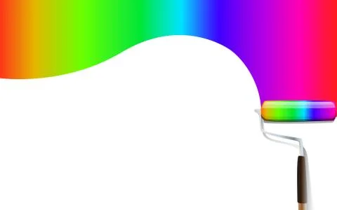 Rainbow roller paintbrush wallpaper Stock Illustration
