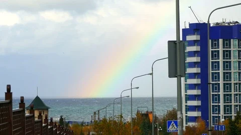 Rainbow rose over the sea Stock-Footage 85095322