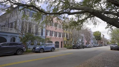 Rainbow Row Charleston Stock Footage 274992176