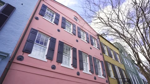 Rainbow Row Charleston Stock Footage 274992177