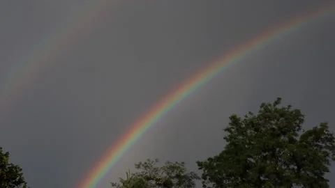 . Rainbow rural landscape. Stock Footage 156725594