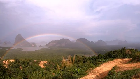 Rainbow at Samed Nang Chee, Phang Nga, Thailand Stock Footage 106716059