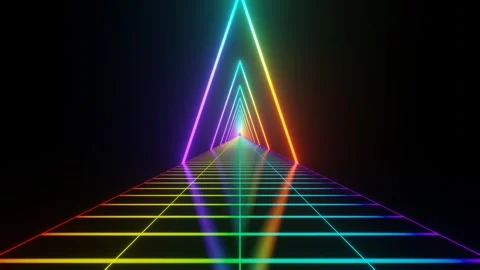 Rainbow Sci-Fi Neon Glowing Cyberpunk Road Background VJ Loop in 4K Stock Footage 246753396